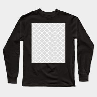 Light Grey Quatrefoil Lattice Pattern Long Sleeve T-Shirt